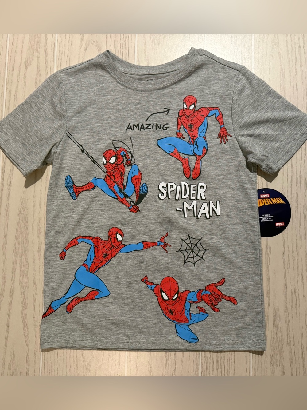 Marvel Spider-Man Boys 10/12 Gray Graphic Tee NWT